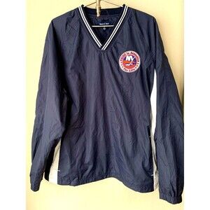 Sport Tek men's NY Islanders Lined Vneck Pullover Nylon jacket Dark Blue Size XL